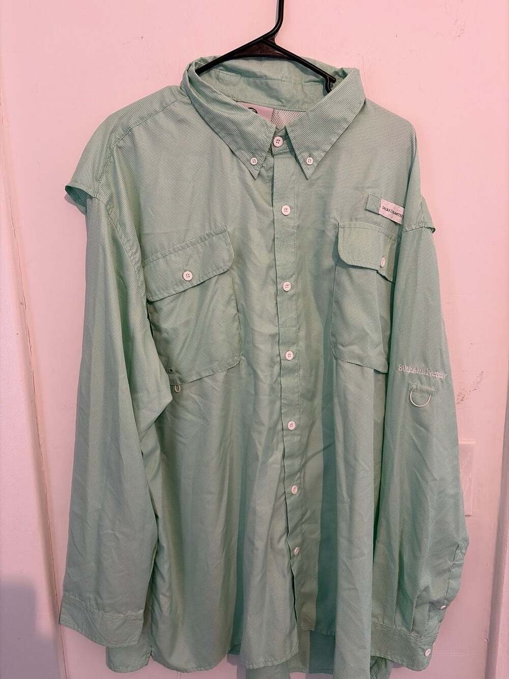 Ducks Unlimited 80th Anniversary Long Sleeve Fishing Shirt Green Checkered 2XL